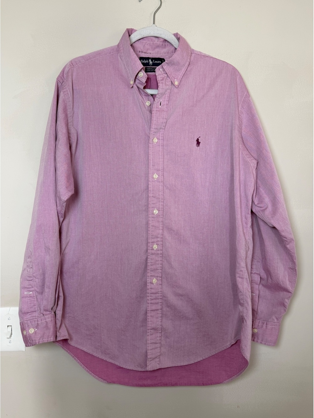 Ralph Lauren Yarmouth 100% Cotton Button-Down Shirt in Lilac, Size 16, 34/35